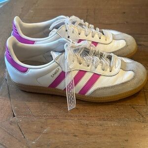 Adidas Samba White and Pink Trainers